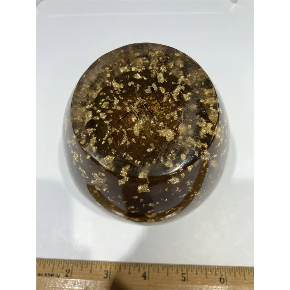 Nicole Miller MCM Style Brown With Gold Flakes Lucite Votive Candle Tea Light